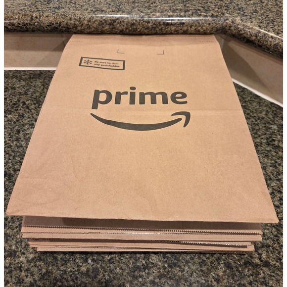 Amazon Prime Other - Amazon Prime Insulated Grocery Bags Lot of 5 Brown Excellent Thermal Foil Lined